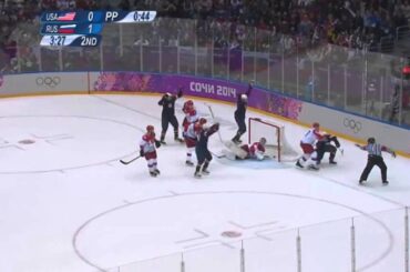Cam Fowler Goal -  USA v Russia  - 2014 Hockey Olympics