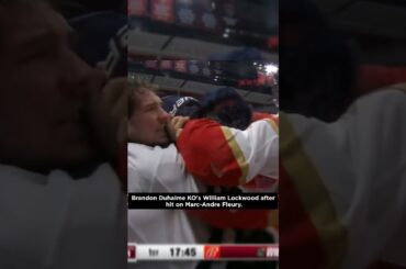 Brandon Duhaime KO's William Lockwood after hit on Marc-Andre Fleury. #marcandrefleury #nhl #viral
