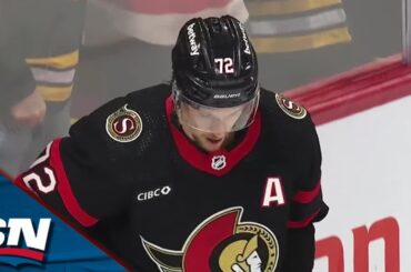Senators' Thomas Chabot Scores Off Drake Batherson's Backhand Pass Before Scrum Breaks Out