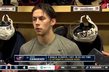 Yegor Chinakhov said the Blue Jackets tried to play more physical hockey after the tough start