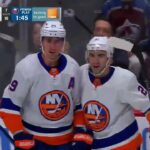 Ilya Sorokin gets an assist on Nelson's beautiful goal vs Avalanche (2 jan 2024)