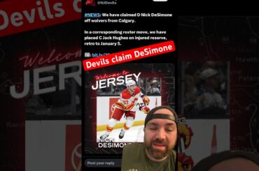 NJ Devils claim Nick DeSimone off waivers from the Calgary Flames