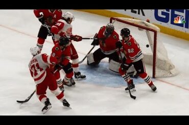 Andreas Athanasiou drives wide, feeds Dylan Larkin