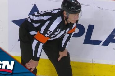 Blue Jackets' Yegor Chinakhov Gets Lucky Bounce Off Ref, Puts Home Opening Goal vs. Flames