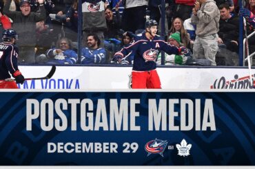 JOHNNY GAUDREAU SCORES IN OT💥, Blue Jackets down the Maple Leafs 6-5 💪| Postgame Media (12/29/23)