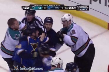 Joe Pavelski vs Kris Russell Apr 14, 2012