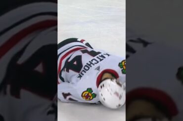 Down he goes… Katchouk takes a slapshot #blackhawks