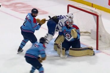 Dylan DeMelo saved Jets from a goal due to interference by pushing William Nylander into his goalie