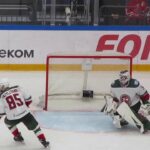 Adam Reideborn in action during the CSKA@AkBars hockey game 3.09.19