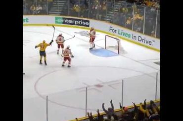 Micheal McCarron FLOATS one from OUTSIDE the blueline for a WILD goal.. #flames #predators