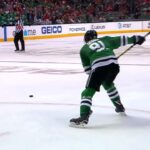 Seguin snipes fluttering puck just under crossbar