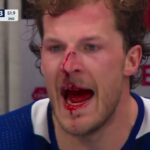 Jake McCabe was GIVING IT to the refs after taking a late hit from Mason Marchment with no call 😬