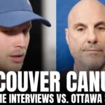 Rick Tocchet & Elias Pettersson React to Vancouver Canucks OT Loss vs. Detroit Red Wings