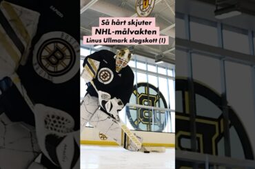 Så hårt skjuter en NHL-målvakt 🤯 #linusullmark #nhl #bostonbruins #hockey