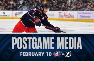 Zach Werenski, Boone Jenner and Johnny Gaudreau | Postgame Media (2/10/24)