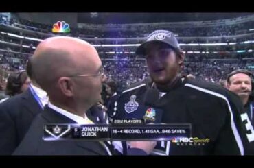 Jonathan Quick's F-Bomb during Cup celebration (PUCK DADDY)