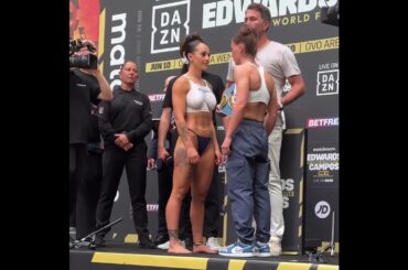 Cherneka Johnson vs. Ellie Scotney - Weigh-in Face-Off - (Matchroom Boxing: Edwards vs. Campos)