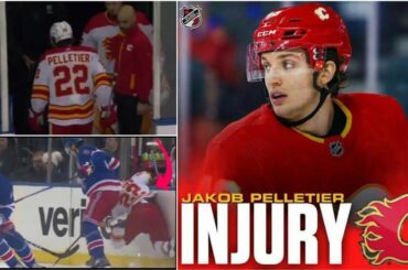 Video 🔴 Pelletier Injury 🤕 Flames Jakob Pelletier Exits Game Vs Rangers After Jacob Trouba Big Hit 💥