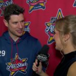 Sidney Crosby chats with Jamie Hersch at the NHL All-Star Game