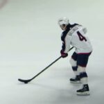 Cole Sillinger during pre-game warm-up at the Blue Jackets @ Senators game