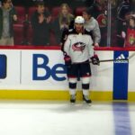 Johnny Gaudreau during pre-game warm-up at the Blue Jackets @ Senators game