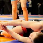 Ouch! Dislocated elbow! U17 J. Kowalski (POL) vs B. Schmidt (USA). Freestyle 80kg youth wrestling.