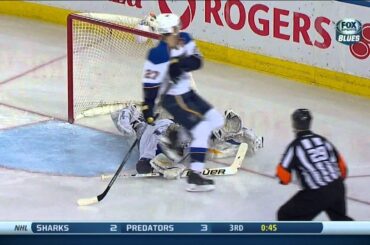 Brian Elliott stops Ryan Nugent Hopkins breakaway St. Louis Blues vs Edmonton Oilers 1/7/14 NHL