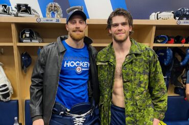 Laurent Brossoit and shirtless Adam Lowry earn Jackets!