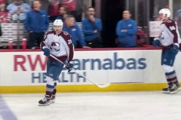 Zach Parise and Miles Wood Warmup In NJ As Colorado Avalanche