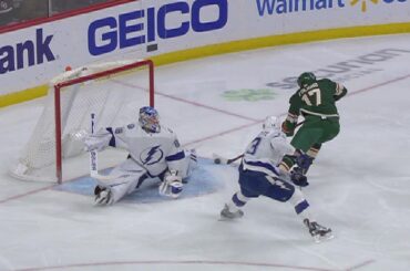 Marcus Foligno tucks silky backhander past Vasilevskiy
