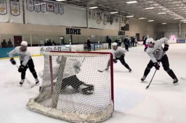Liam O'Brien elbows Troy Stecher in practice!