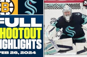 Boston Bruins at Seattle Kraken | FULL Shootout Highlights - February 26, 2024