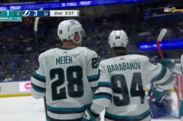 Alex Barabanov assists on Meier's goal vs Lightning (7 feb 2023)