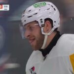 Jansen Harkins of the Pittsburgh Penguins hits post on penalty shot vs Edmonton Oilers 03-03-2024