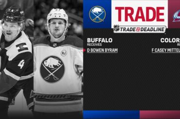 Avalanche trade Bowen Byram to the Sabres for Casey Mittelstadt