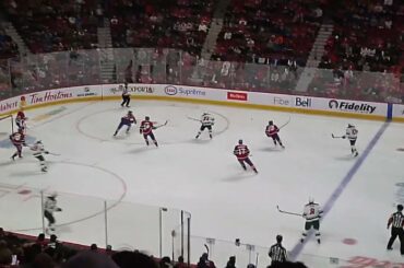 Montreal Canadiens' Carey Price makes a nice save vs. Minnesota Wild's Frederick Gaudreau 4/19/22