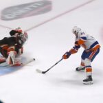 Islanders' Palmieri Sneaks One Past Lukas Dostal After Corralling Mike Reilly's Stretch Pass