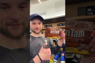 Nathan Walker introduces teammates to Tim Tams