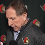 Parker Kelly and Jacques Martin Pregame Availability vs CBJ