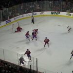 Laval Rocket's Jakub Dobeš makes a great save vs. Bridgeport Islanders' William Dufour 3/15/24