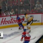 Justin Brazeau hit on Mike Matheson