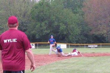Caleb Jones Steals 2nd Base - Opening Day 14 Year Old Babe Ruth Season 5-19-2013