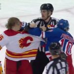 Artemi Panarin gets rare roughing penalty after hard shift against Pospisil vs Flames (12 feb 2024)