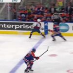 Cale Makar clean check on Mattias Janmark