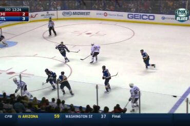 Brian Elliott off the crossbar save Chicago Blackhawks vs St. Louis Blues Oct  25 2014 NHL