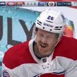 Jeff Petry Takes Deflected Puck To The Chin