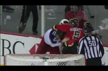 Derek Dorsett vs Mark Giordano Oct 20, 2009
