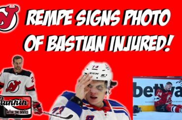 Matt Rempe Signed Photo of NJ Devils Nate Bastian Injured On Ice:  THIS IS WAR!