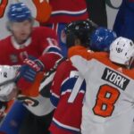Montreal Canadiens vs Philadelphia Flyers End Of Period Scrum