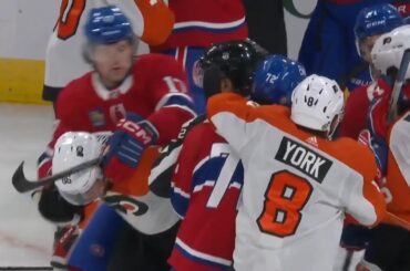 Montreal Canadiens vs Philadelphia Flyers End Of Period Scrum